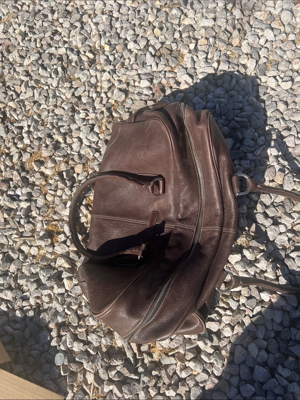 Cole Haan Brown Pebbled Leather Duffel Bag - Picture 3 of 4